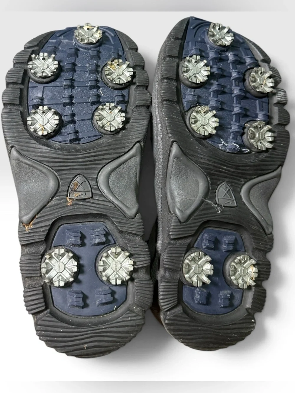 Nike Air Golf Sandals Womens 9 Tan Navy Leather Spikes 302135-221 w/ Box
